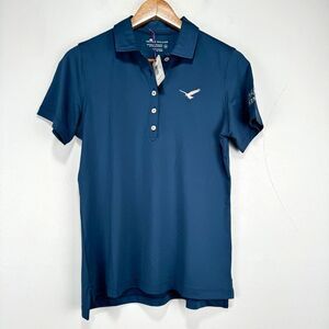 NEW Peter‎ Millar Performance Polo Shirt Women Medium Navy Stretch Crown LOGO